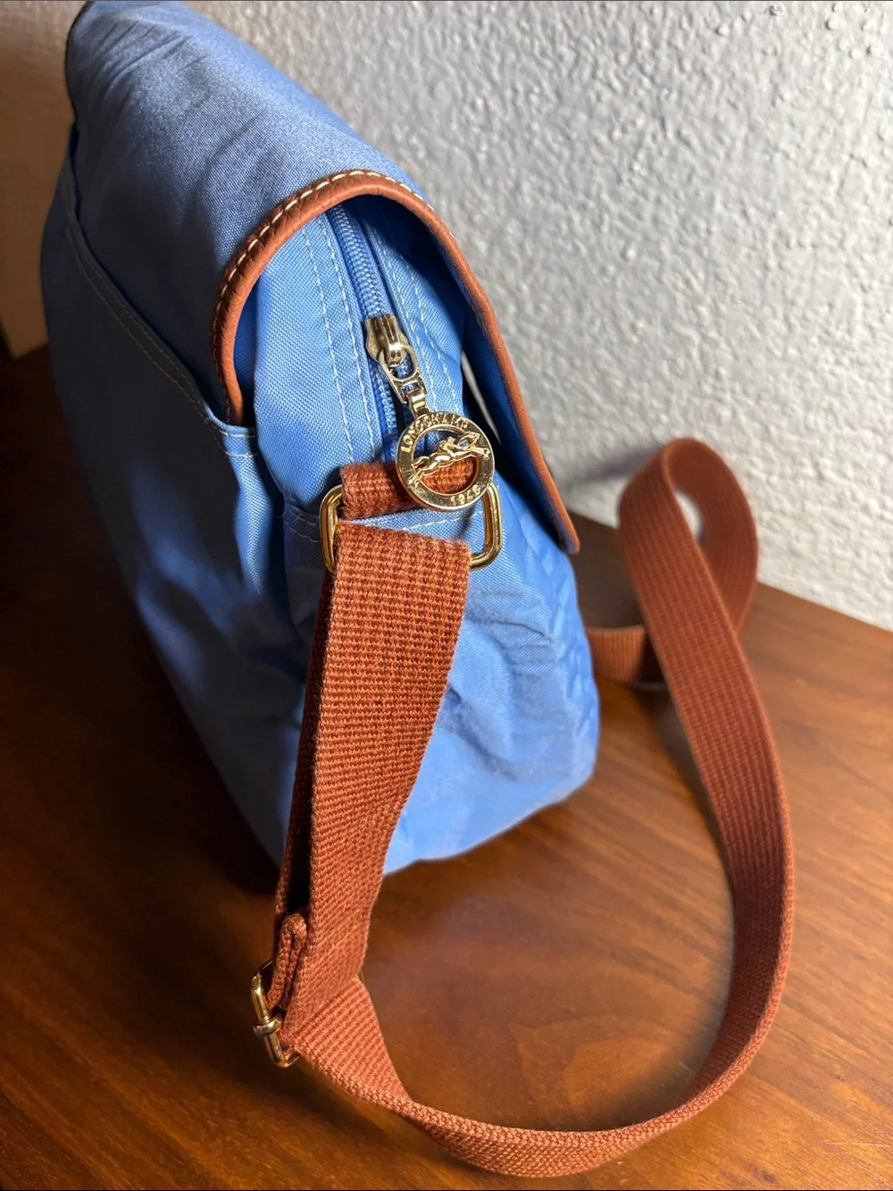 Longchamp La Pilage Blue Nylon Messenger Bag